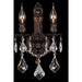 Versailles Dark Bronze Clear Crystal 2 Light Wall Sconce - Wall Sconces