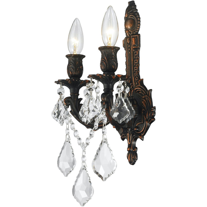 Versailles Dark Bronze Clear Crystal 2 Light Wall Sconce - Wall Sconces
