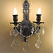 Versailles Dark Bronze Clear Crystal 2 Light Wall Sconce - Wall Sconces