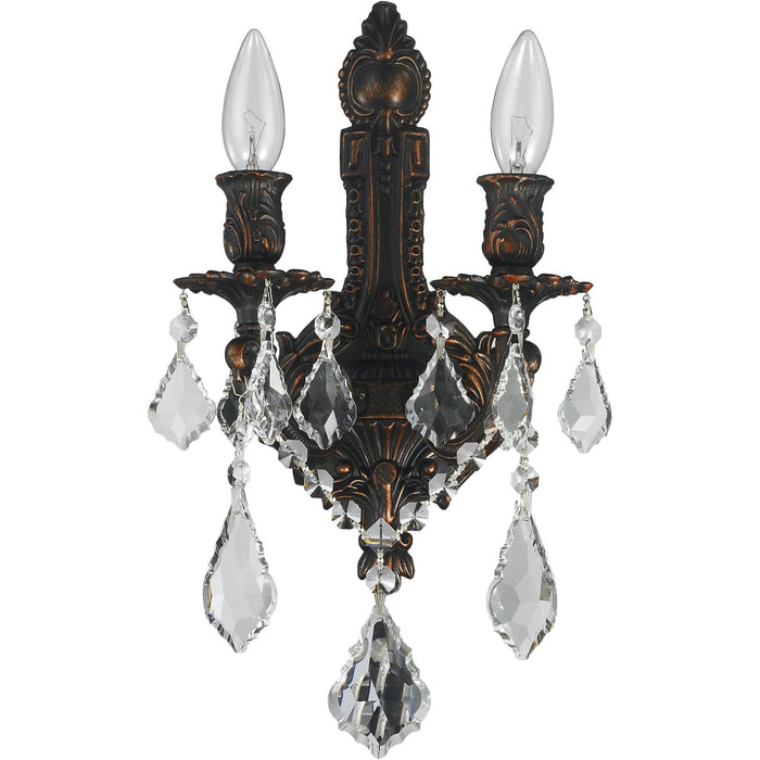Versailles Dark Bronze Clear Crystal 2 Light Wall Sconce - Wall Sconces