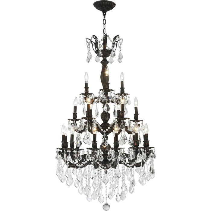 Versailles Dark Bronze Clear Crystal 21 Light Chandelier - Chandeliers