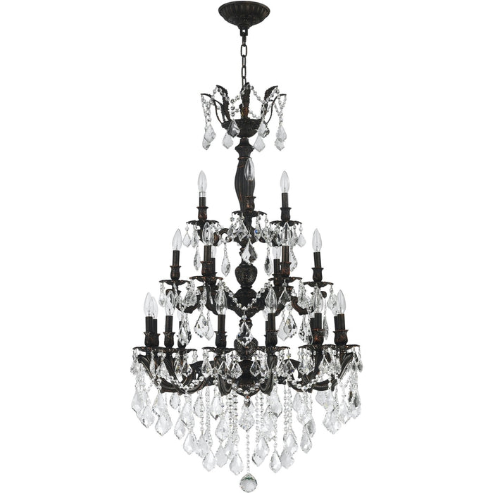 Versailles Dark Bronze Clear Crystal 21 Light Chandelier - Chandeliers