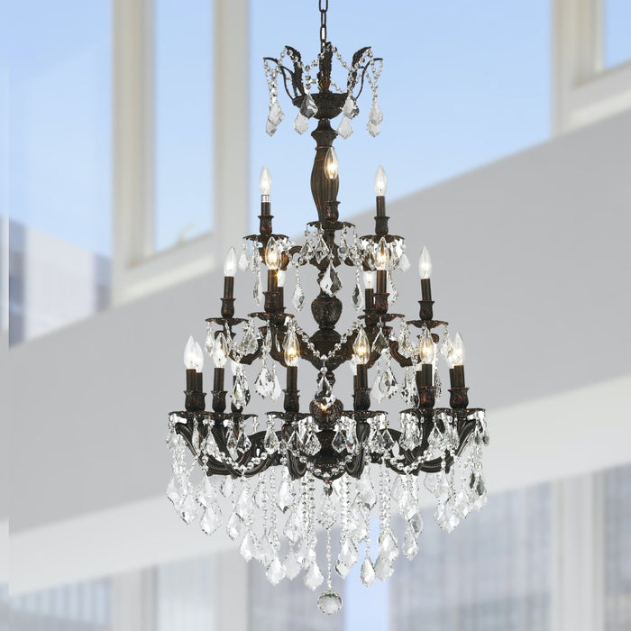 Versailles Dark Bronze Clear Crystal 21 Light Chandelier - Chandeliers