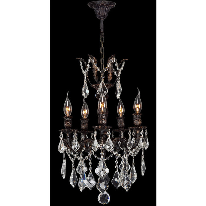 Versailles Dark Bronze Clear Crystal 5 Light Chandelier - Chandeliers