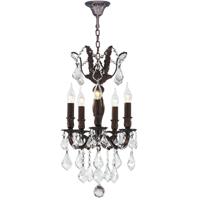 Versailles Dark Bronze Clear Crystal 5 Light Chandelier - Chandeliers