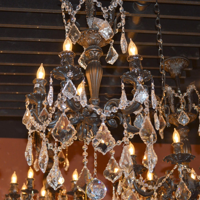 Versailles Dark Bronze Clear Crystal 5 Light Chandelier - Chandeliers