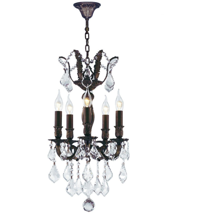 Versailles Dark Bronze Clear Crystal 5 Light Chandelier - Chandeliers