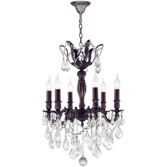 Versailles Dark Bronze Clear Crystal 6 Light Chandelier - Chandeliers
