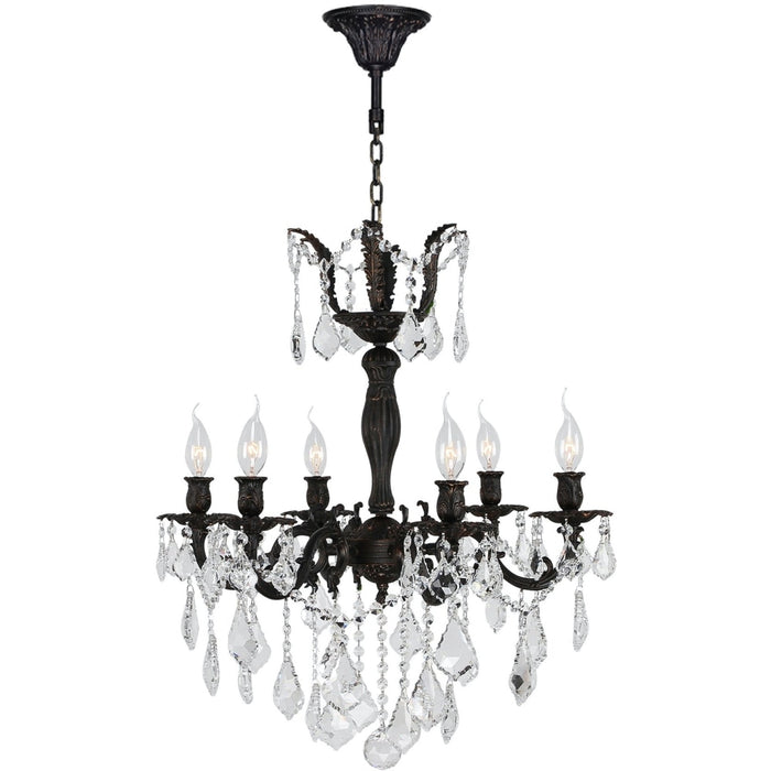 Versailles Dark Bronze Clear Crystal 6 Light Chandelier - Chandeliers