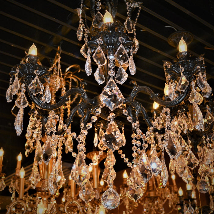Versailles Dark Bronze Clear Crystal 6 Light Chandelier - Chandeliers