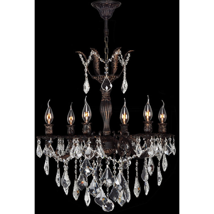 Versailles Dark Bronze Clear Crystal 6 Light Chandelier - Chandeliers