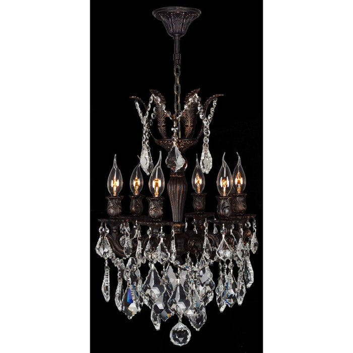 Versailles Dark Bronze Clear Crystal 6 Light Chandelier - Chandeliers