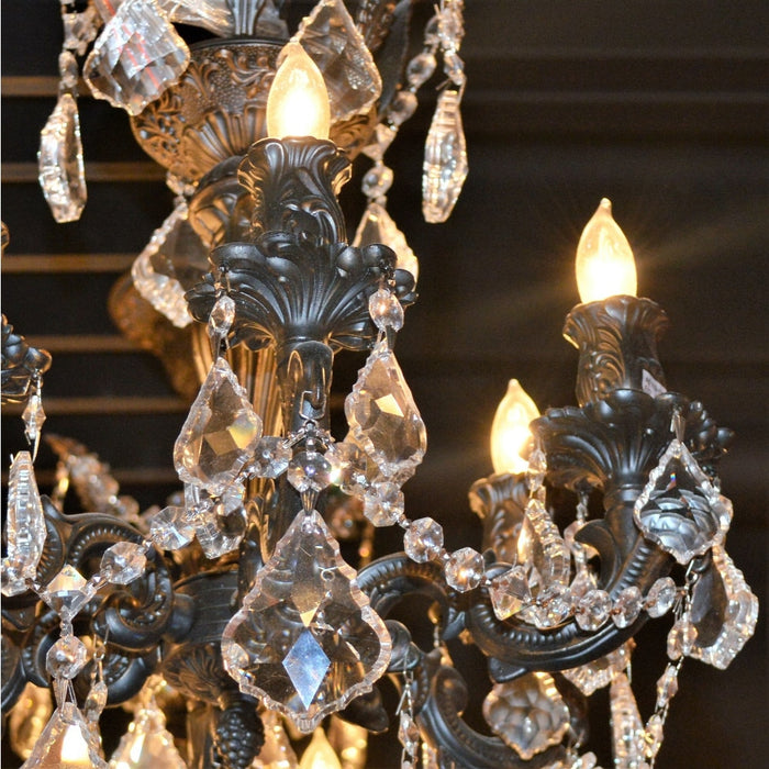 Versailles Dark Bronze Clear Crystal 6 Light Chandelier - Chandeliers