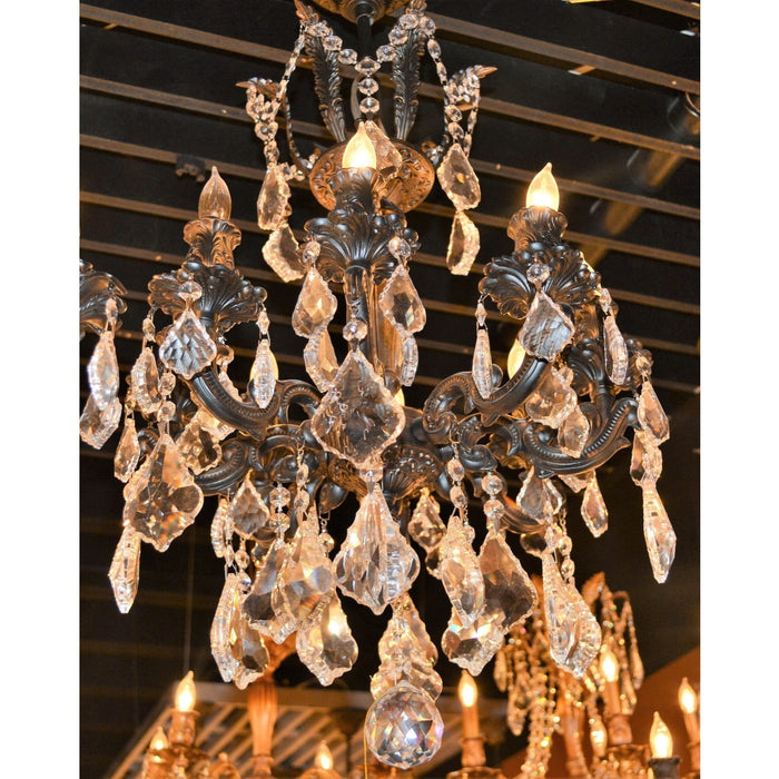 Versailles Dark Bronze Clear Crystal 8 Light Chandelier - Chandeliers