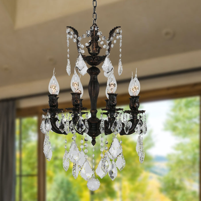 Versailles Dark Bronze Clear Crystal 8 Light Chandelier - Chandeliers