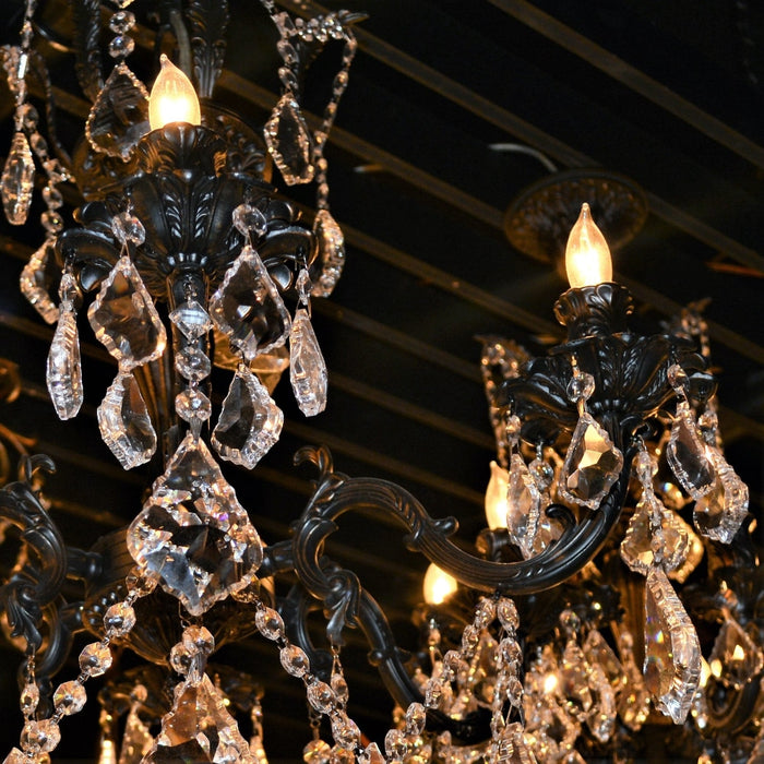 Versailles Dark Bronze Clear Crystal 8 Light Chandelier - Chandeliers