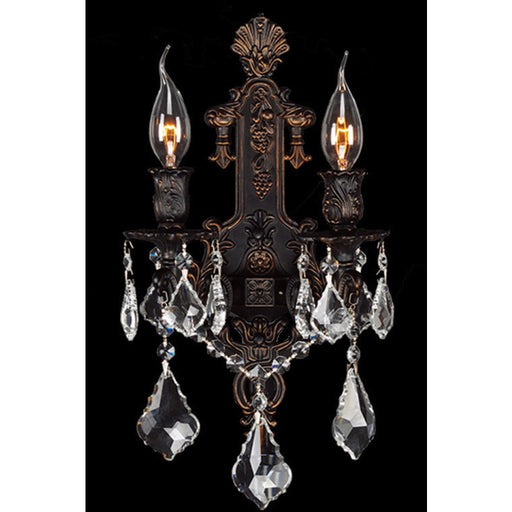 Versailles Flemish Brass Bronze Crystal 2 Light Wall Sconce - Wall Sconces