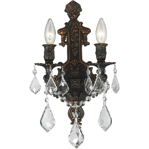 Versailles Flemish Brass Bronze Crystal 2 Light Wall Sconce - Wall Sconces