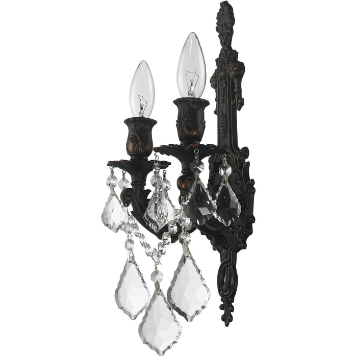 Versailles Flemish Brass Bronze Crystal 2 Light Wall Sconce - Wall Sconces