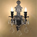 Versailles Flemish Brass Bronze Crystal 2 Light Wall Sconce - Wall Sconces