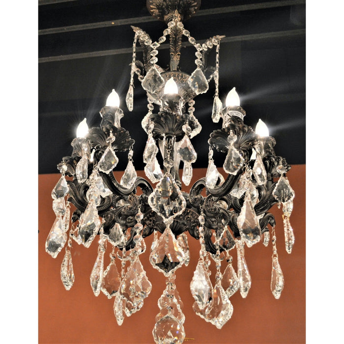 Versailles Dark Bronze Clear Crystal 10 Light Chandelier - Chandeliers