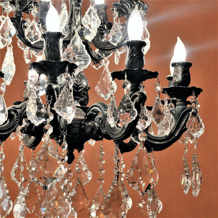 Versailles Dark Bronze Clear Crystal 18 Light Chandelier - Chandeliers