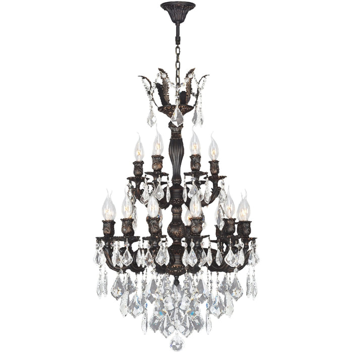 Versailles Dark Bronze Clear Crystal 18 Light Chandelier - Chandeliers