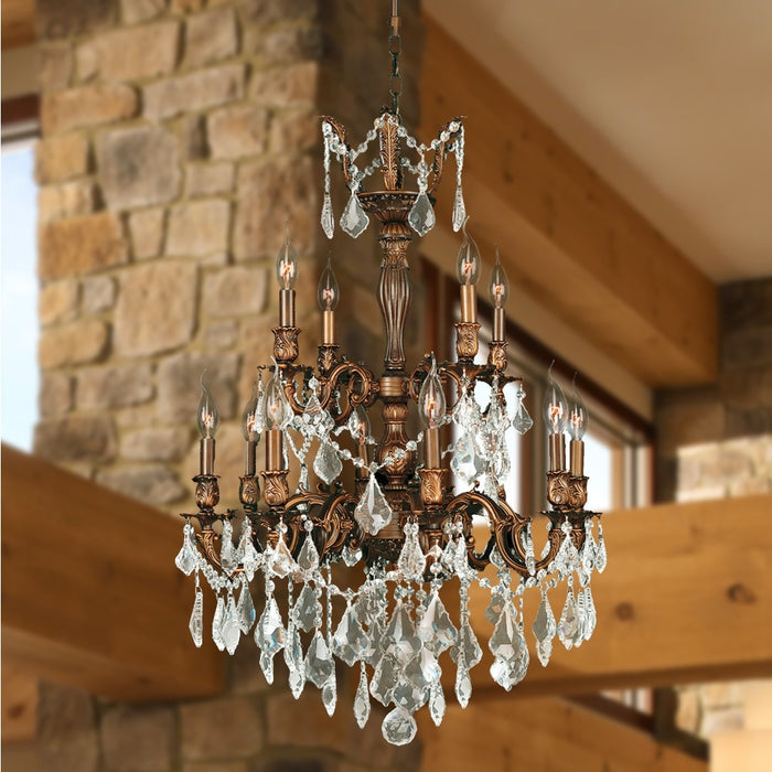 Versailles French Gold Clear Crystal 12 Light Chandelier - Chandeliers