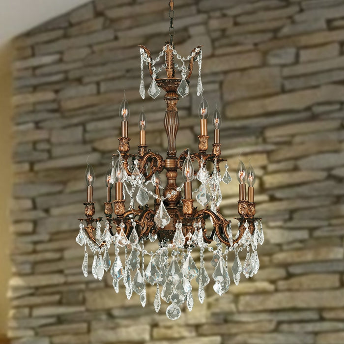 Versailles French Gold Clear Crystal 12 Light Chandelier - Chandeliers