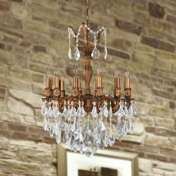 Versailles French Gold Clear Crystal 12 Light Chandelier - Chandeliers