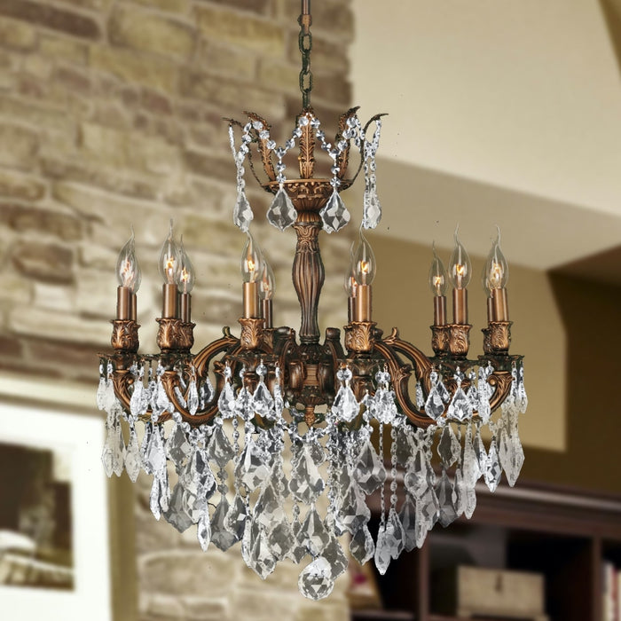 Versailles French Gold Clear Crystal 12 Light Chandelier - Chandeliers