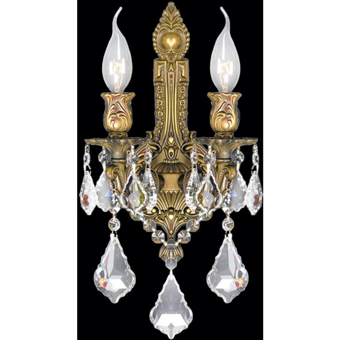 Versailles French Gold Clear Crystal 2 Light Wall Sconce - Wall Sconces