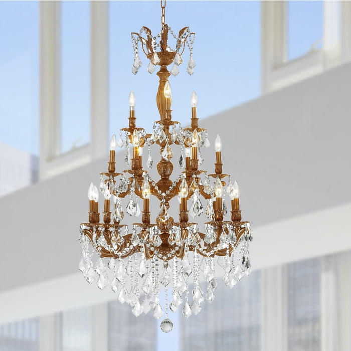 Versailles French Gold Clear Crystal 21 Light Chandelier - Chandeliers