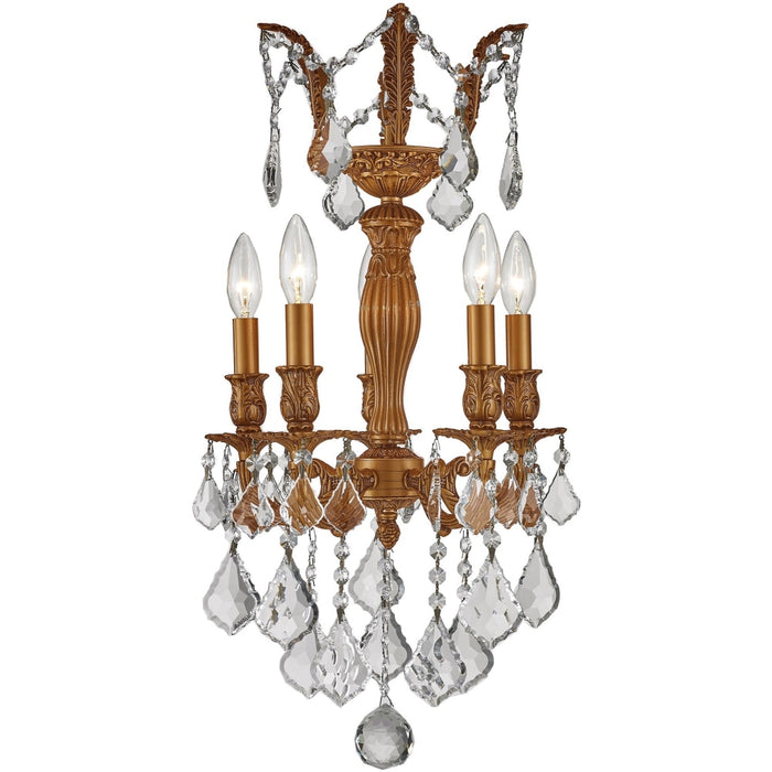 Versailles French Gold Clear Crystal 5 Light Chandelier - Chandeliers