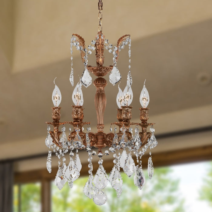 Versailles French Gold Clear Crystal 6 Light Chandelier - Chandeliers