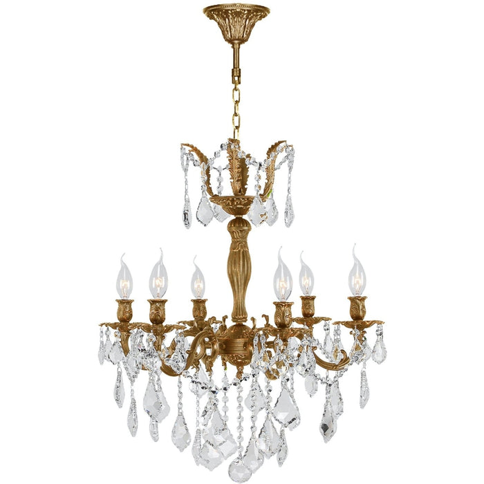 Versailles French Gold Clear Crystal 6 Light Chandelier - Chandeliers
