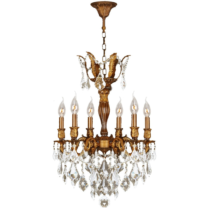 Versailles French Gold Clear Crystal 6 Light Chandelier - Chandeliers