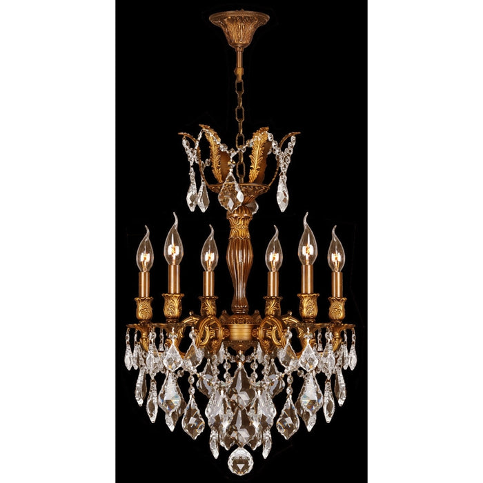 Versailles French Gold Clear Crystal 6 Light Chandelier - Chandeliers
