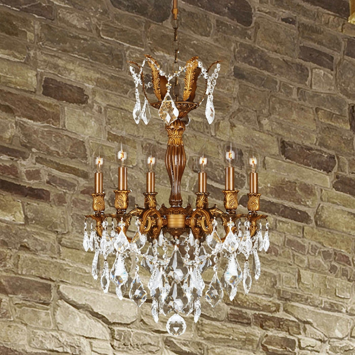 Versailles French Gold Clear Crystal 6 Light Chandelier - Chandeliers