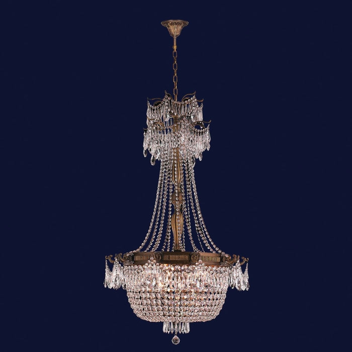 Winchester Antique Bronze Clear Crystal 10 Light Chandelier - Chandeliers