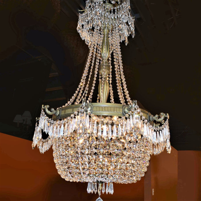 Winchester Antique Bronze Clear Crystal 10 Light Chandelier - Chandeliers