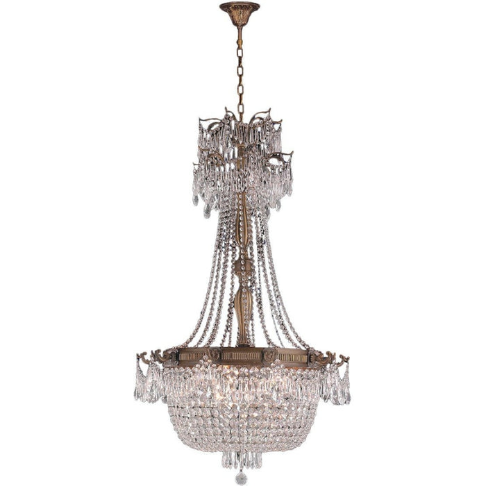 Winchester Antique Bronze Clear Crystal 10 Light Chandelier - Chandeliers