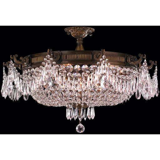 Winchester Antique Bronze Clear Crystal 10 Light Semi-Flushmount - Semi-Flushmounts