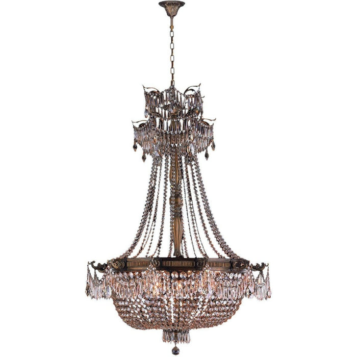 Winchester Antique Bronze Clear Crystal 12 Light Chandelier - Chandeliers