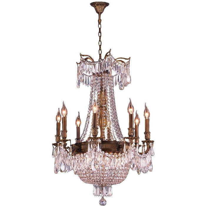 Winchester Antique Bronze Clear Crystal 12 Light Chandelier - Chandeliers