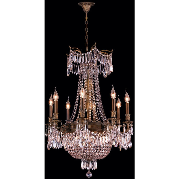 Winchester Antique Bronze Clear Crystal 12 Light Chandelier - Chandeliers