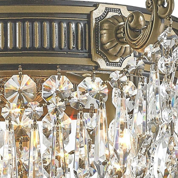 Winchester Antique Bronze Clear Crystal 12 Light Semi-Flushmount - Semi-Flushmounts