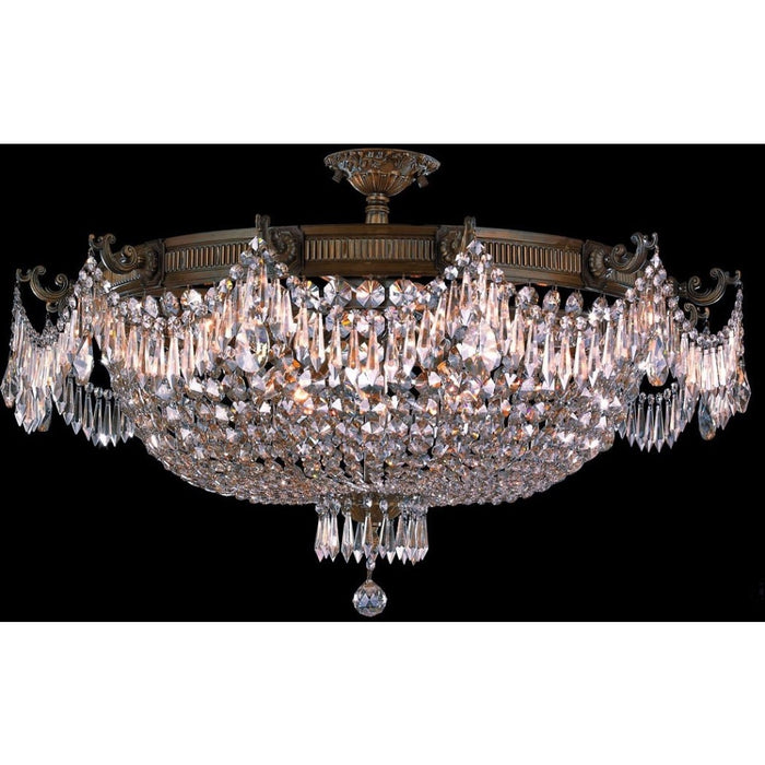 Winchester Antique Bronze Clear Crystal 12 Light Semi-Flushmount - Semi-Flushmounts