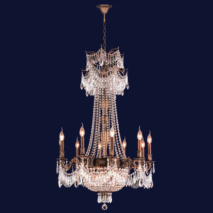 Winchester Antique Bronze Clear Crystal 15 Light Chandelier - Chandeliers