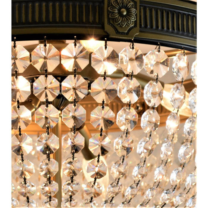 Winchester Antique Bronze Clear Crystal 3 Light Semi-Flushmount - Semi-Flushmounts